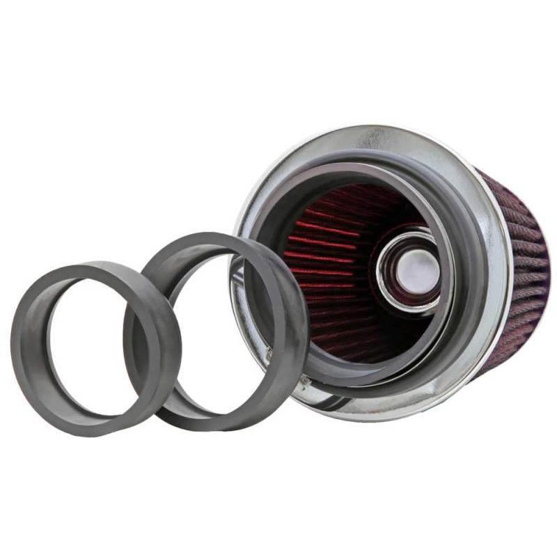 K&N Universal Air Filter Chrome Round Tapered Red - 4in Flange ID x 1.125in Flange Length x 5.5in H - SMINKpower.eu