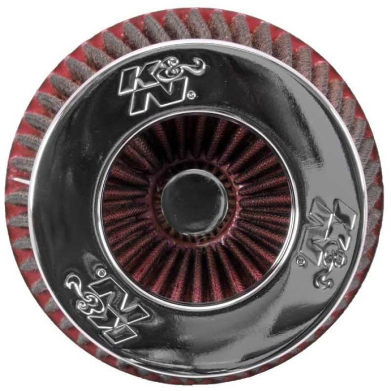 K&N Universal Air Filter Chrome Round Tapered Red - 4in Flange ID x 1.125in Flange Length x 5.5in H - SMINKpower.eu