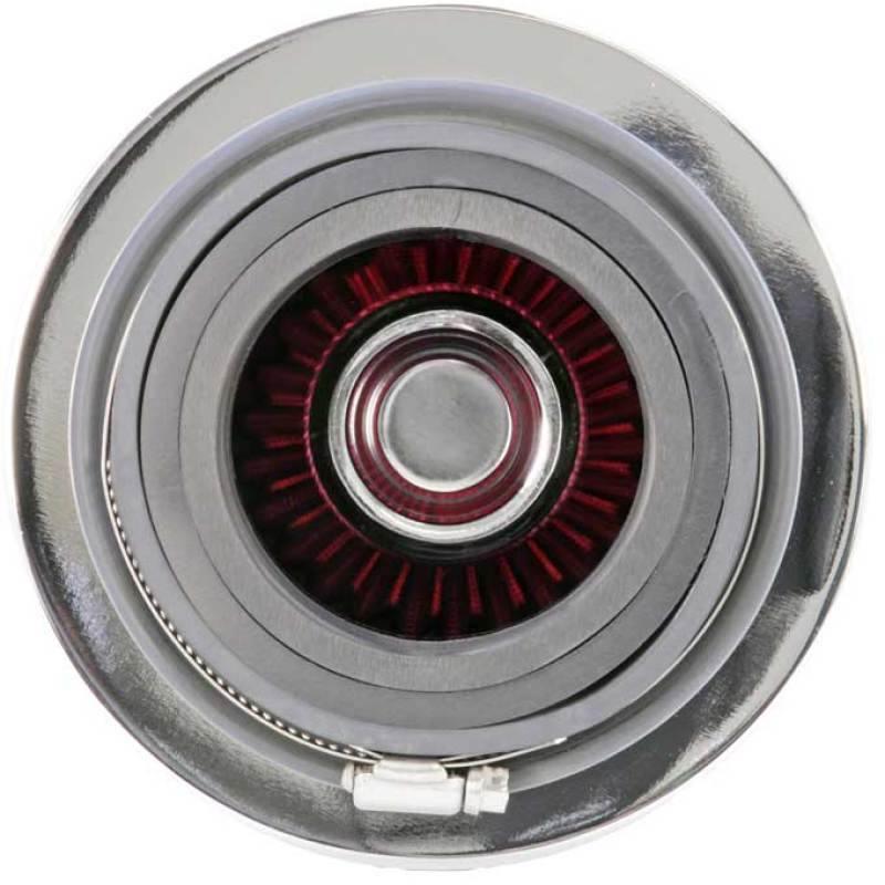 K&N Universal Air Filter Chrome Round Tapered Red - 4in Flange ID x 1.125in Flange Length x 5.5in H - SMINKpower.eu