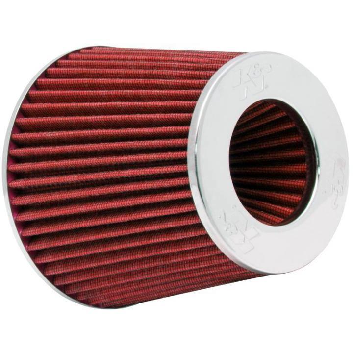 K&N Universal Air Filter Chrome Round Tapered Red - 4in Flange ID x 1.125in Flange Length x 5.5in H - SMINKpower.eu
