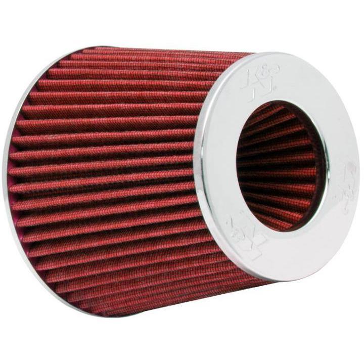 K&N Universal Air Filter Chrome Round Tapered Red - 4in Flange ID x 1.125in Flange Length x 5.5in H - SMINKpower.eu