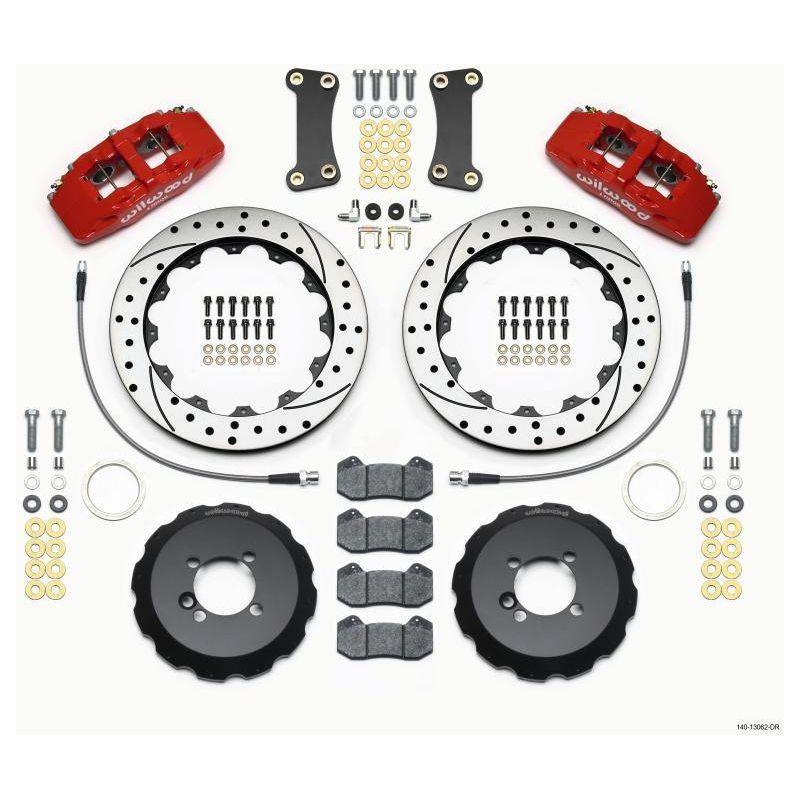 Wilwood Dynapro 6 Front Hat Kit 12.88in Drilled Red 2002-Up Mini Cooper w/ Lines - Berry Smink British Car Parts