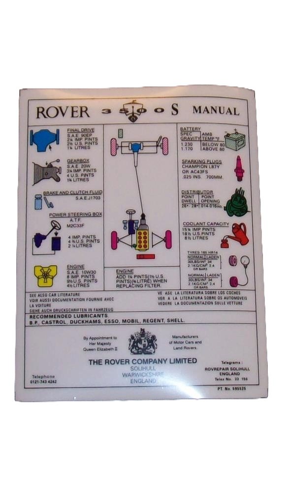 Infolabel Rover P6 3500s Berry Smink British Car Parts