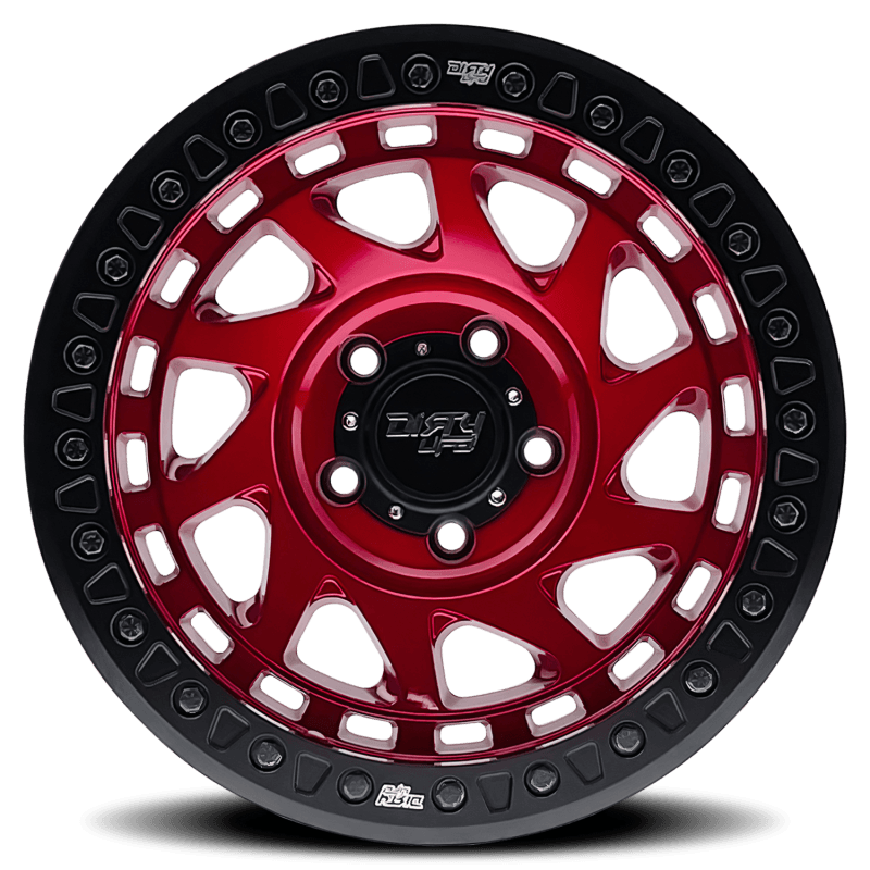 Dirty Life 9313 Enigma Race 17x9 / 5x127 BP / -38mm Offset / 78.1mm Hub Crimson Candy Red Wheel - Berry Smink British Car Parts