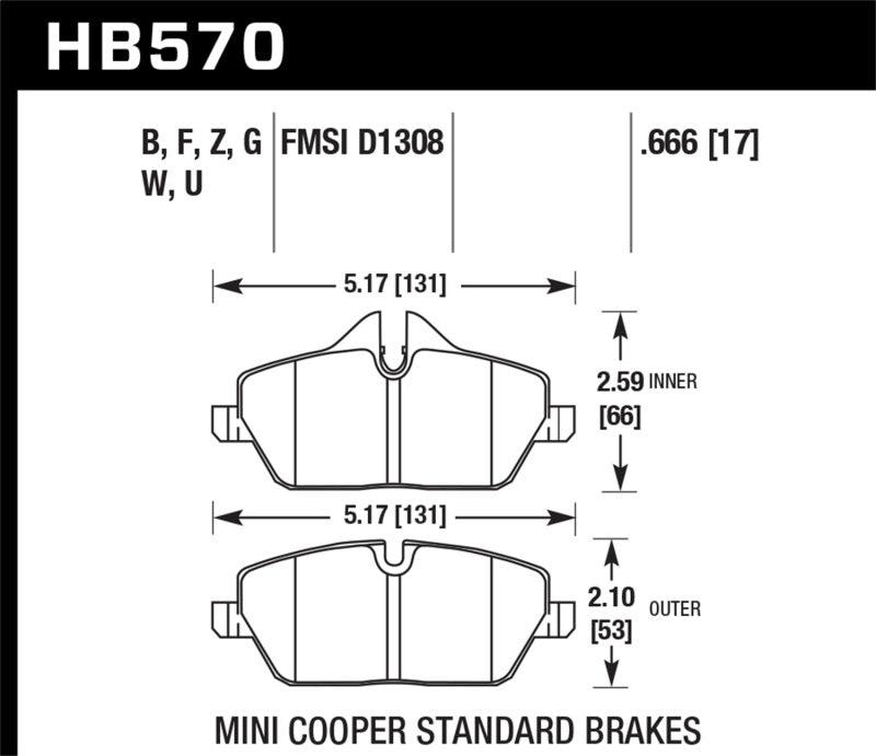 Hawk 08 Mini Cooper D1308 DTC-60 Race Front Brake Pads - Berry Smink British Car Parts