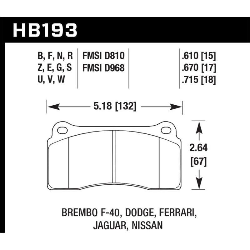 Hawk Dodge / Ferrari Front & Rear / Ferrari / Jaguar / Nissan Front DTC-30 Race Brake Pads - Berry Smink British Car Parts