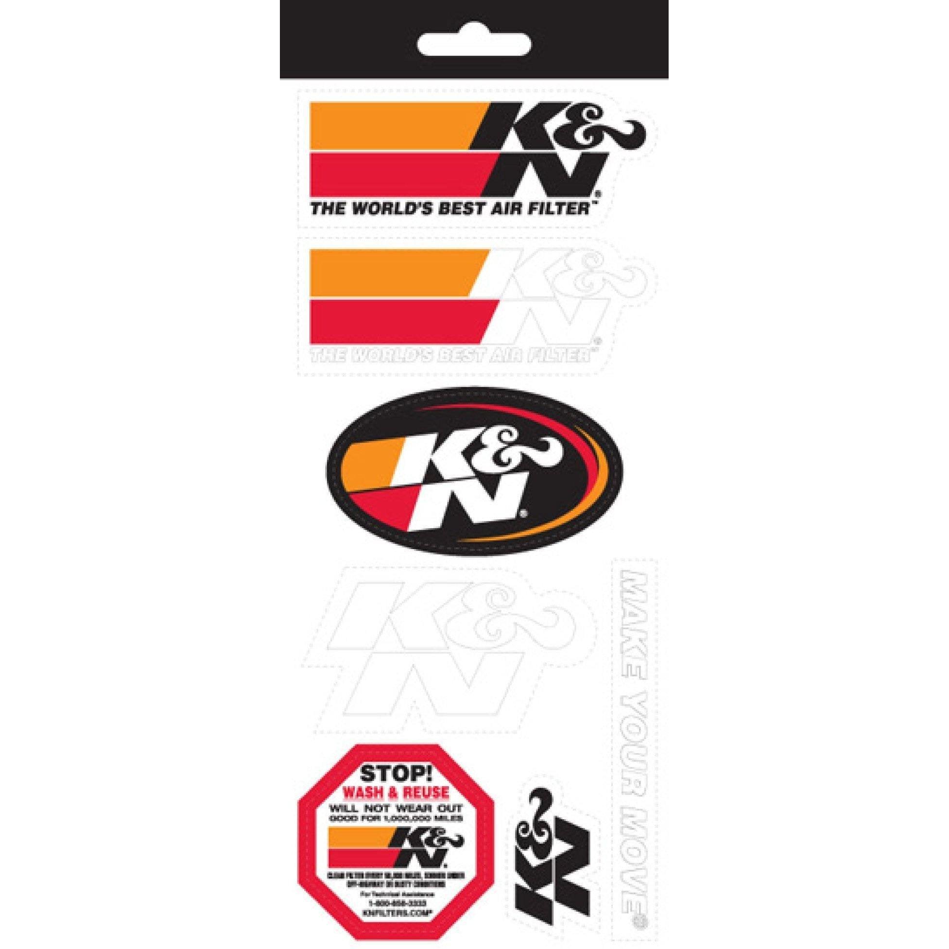 K&N Sticker Sheet 4.5in x 10.5in (various different stickers) - SMINKpower.eu