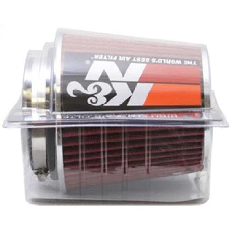 K&N Universal Air Filter Chrome Round Tapered Red - 4in Flange ID x 1.125in Flange Length x 5.5in H - SMINKpower.eu