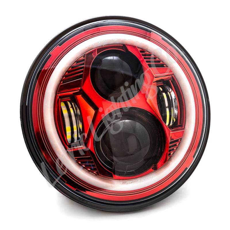 Letric Lighting 7? Red Color Collection LED Headlamp with Full Halo - Berry Smink British Car Parts
