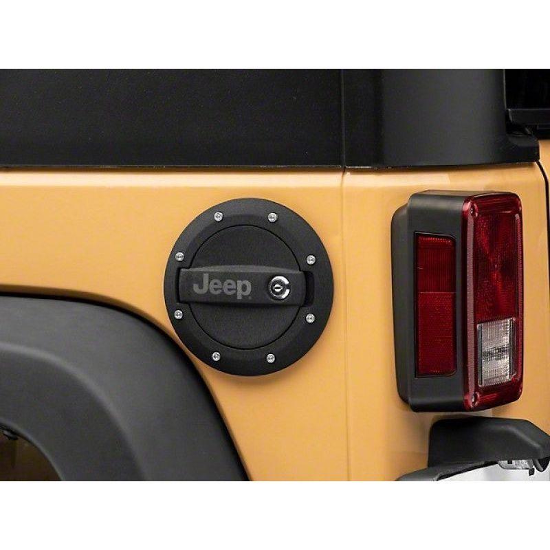 Officially Licensed Jeep 07-18 Jeep Wrangler JK Locking Fuel Door w/ Engraved Jeep Logo - Berry Smink British Car Parts